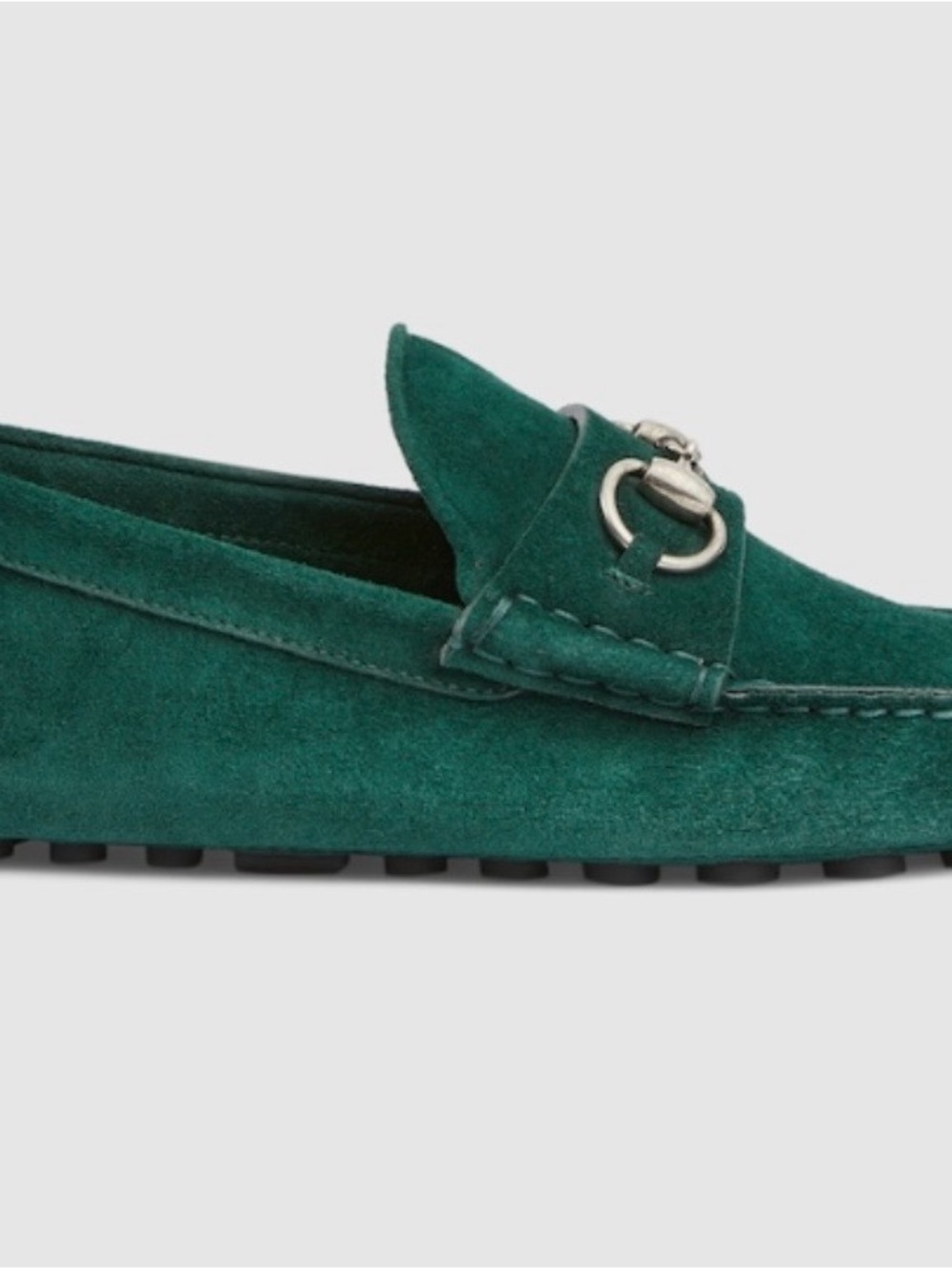 Gucci Emerald Green Suede Horsebit Loafers - Picture 1 of 5